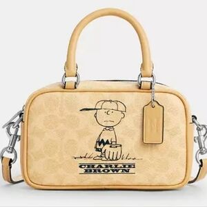 Coach X Peanuts Charlie Brown Crossbody Bag In Butter Leather Signature C'S NWOT